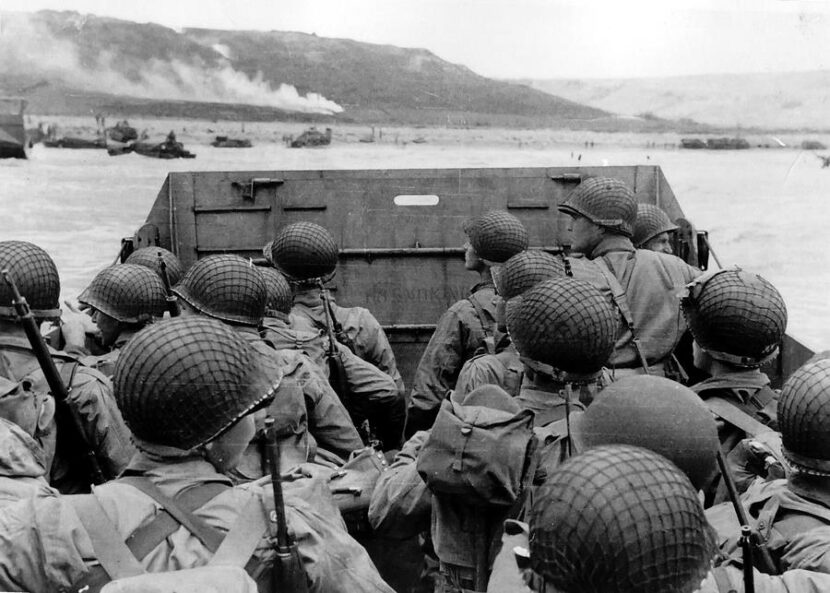 American assault troops in a landing craft during (U.S. Army /National Archives)