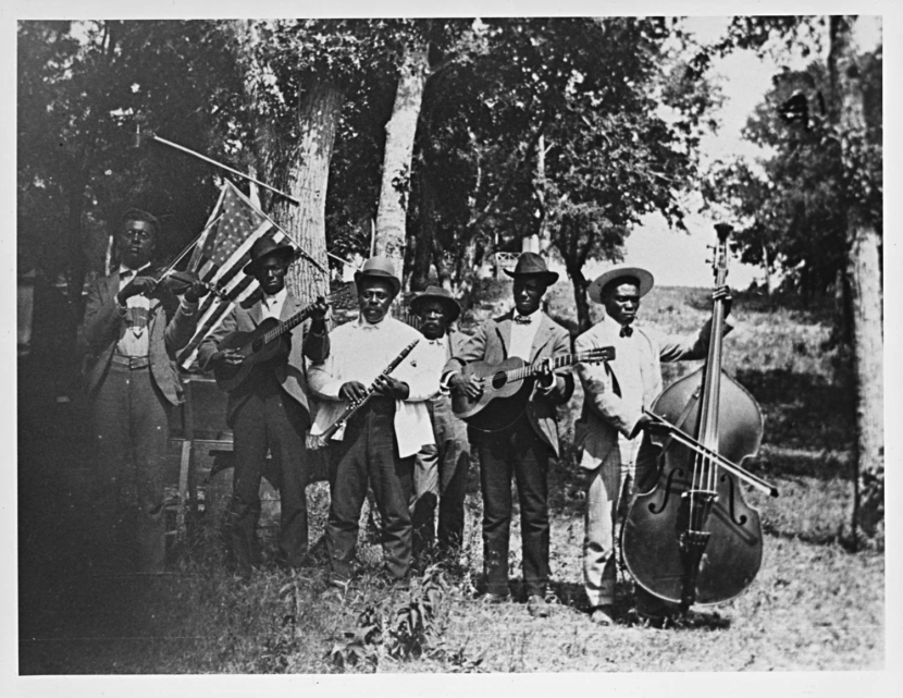 Band performing in Texas for Emancipation Day, 1900