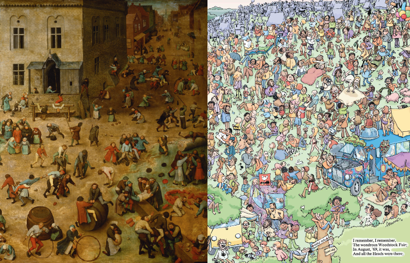 "Children's Games" by Breughel and MAD Woodstock parody